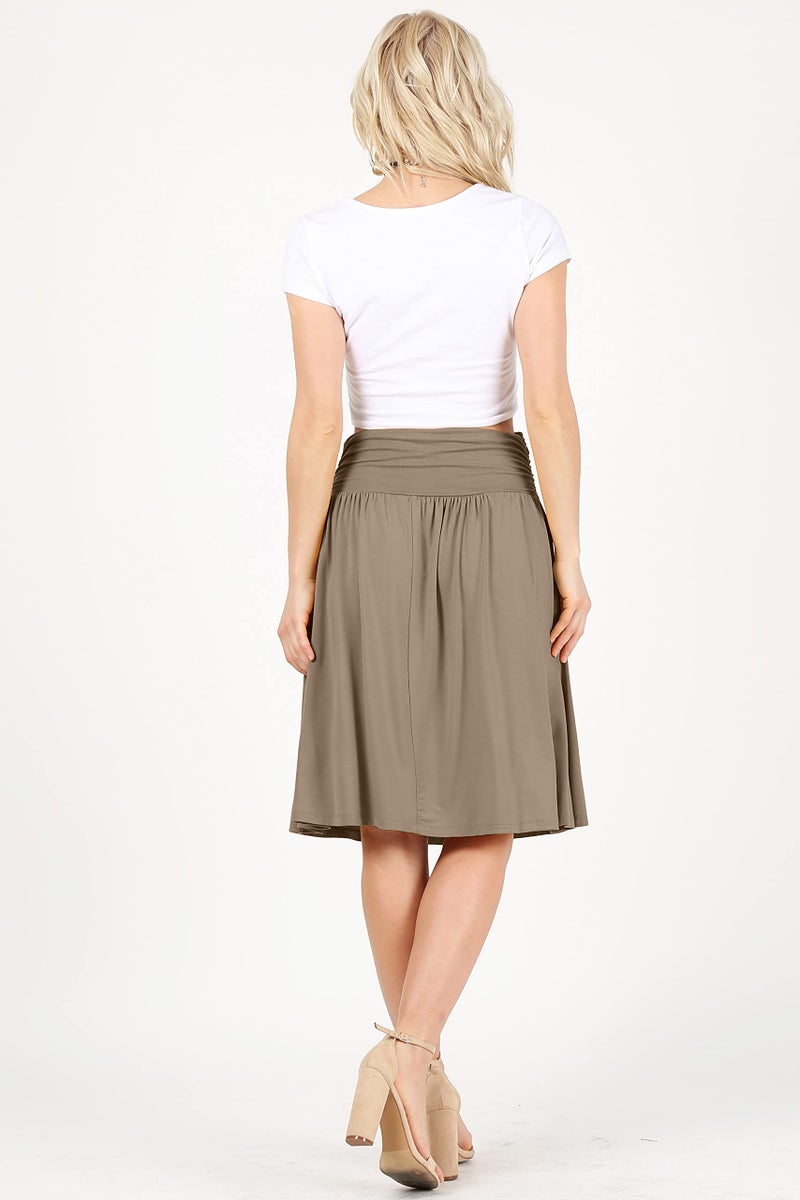 Simlu Taupe Skirt Reg and Plus Size Skirts a Line Knee Length Skirt High Waisted Skirts for Women (Size Medium, Taupe) - Image 3